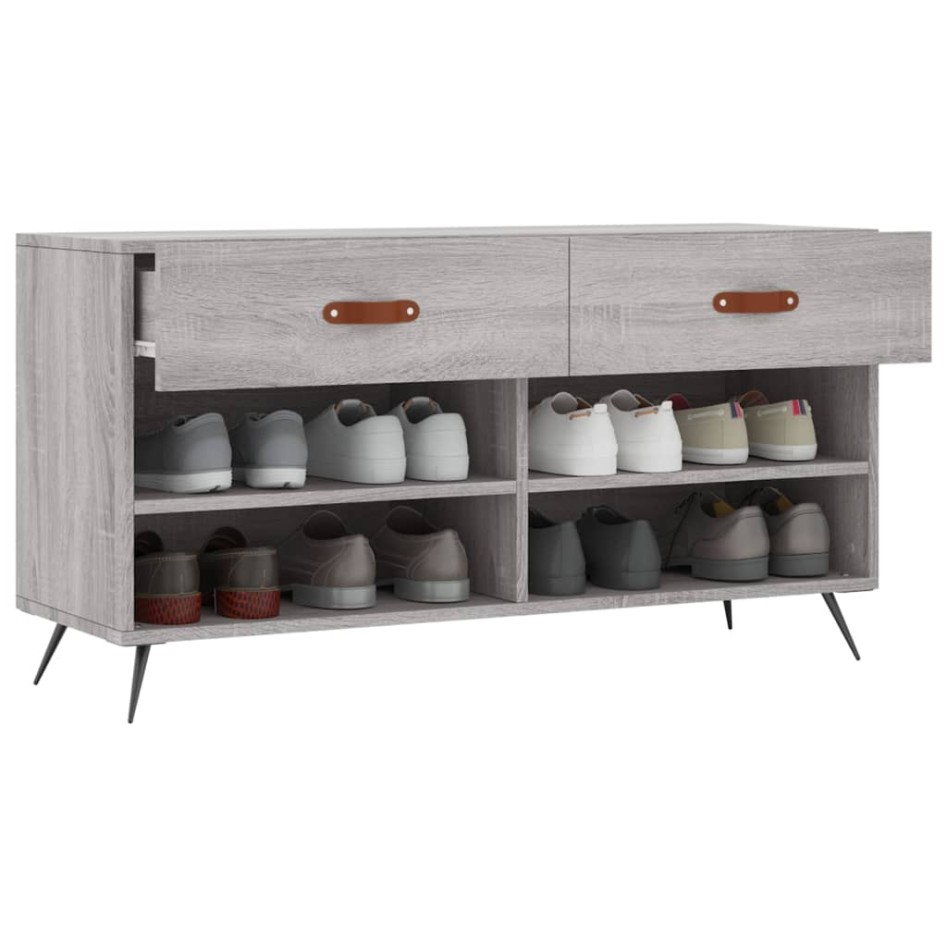 Banco zapatero madera de ingeniería gris Sonoma 102x35x55