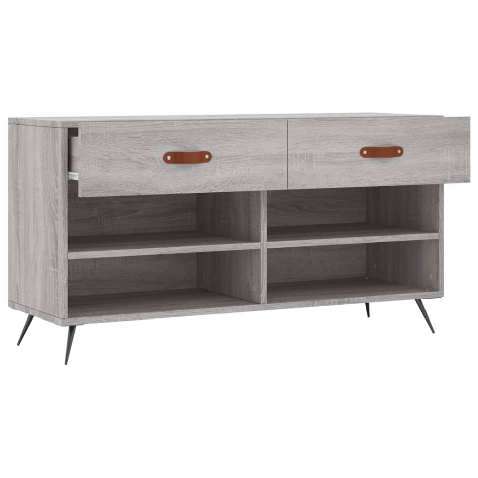 Banco zapatero madera de ingeniería gris Sonoma 102x35x55