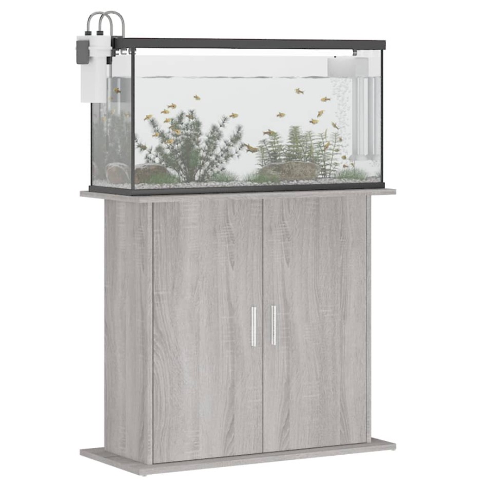 Soporte para acuario madera ingeniería gris Sonoma 81x36x73
