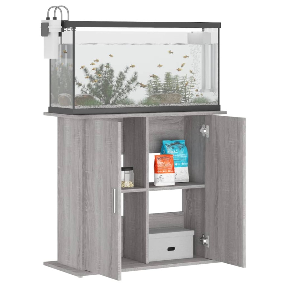Soporte para acuario madera ingeniería gris Sonoma 81x36x73
