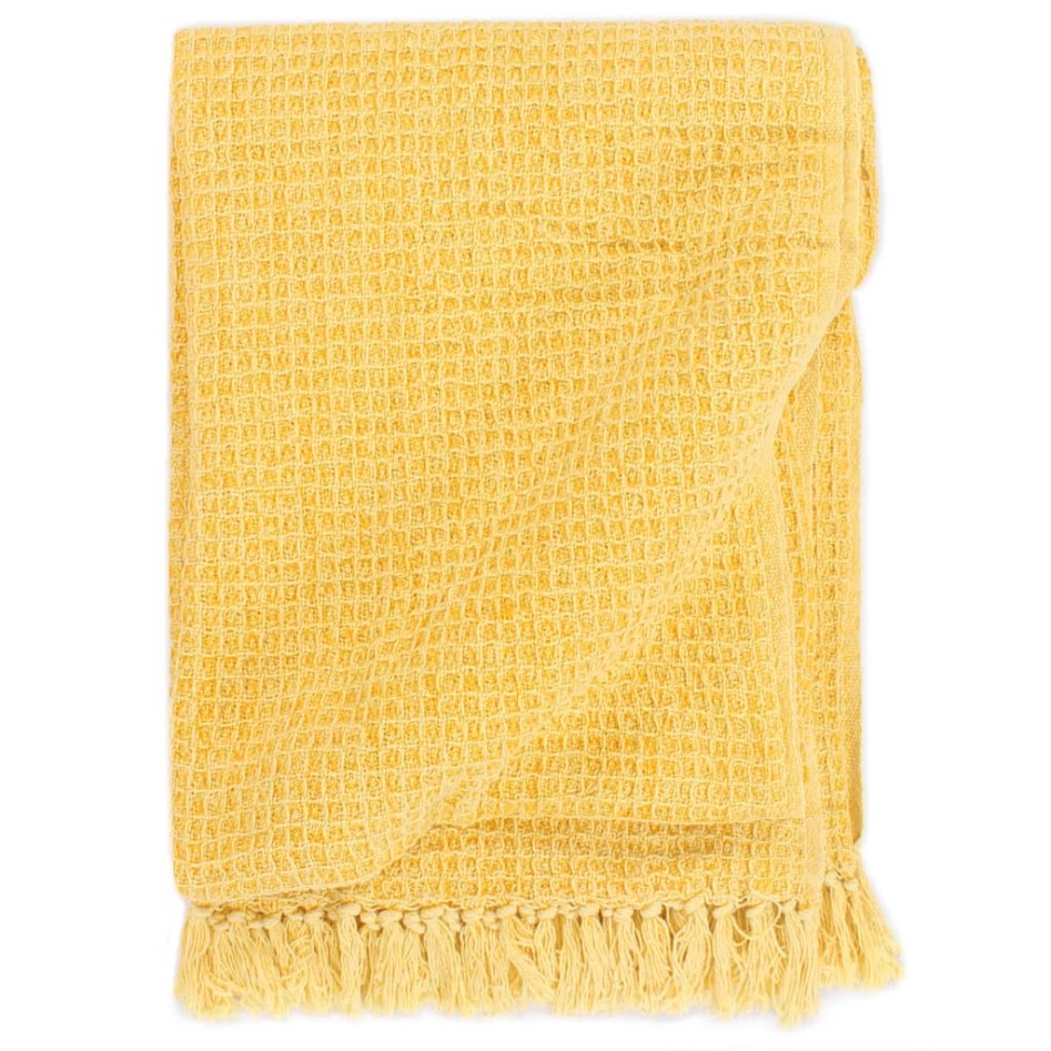 Manta de algodón amarillo mostaza 220x250