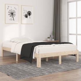 Estructura de cama sin colchón madera de pino maciza 120x200