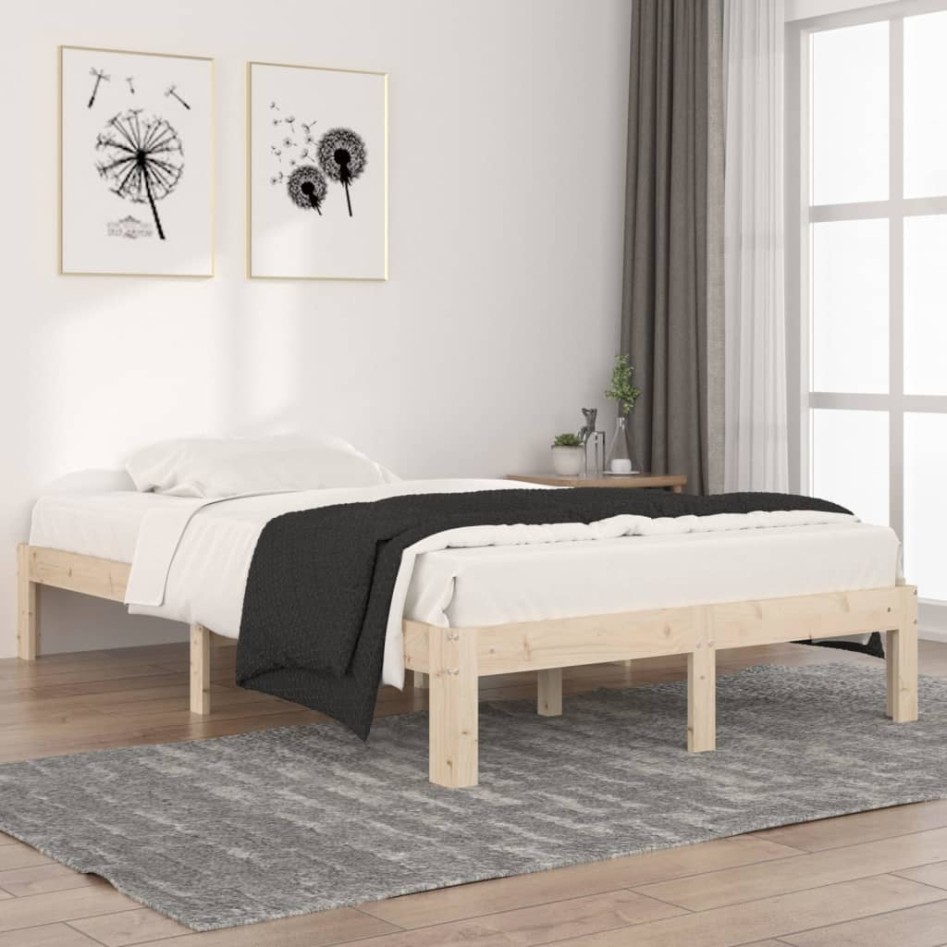 Estructura de cama sin colchón madera de pino maciza 120x200