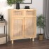 Aparador marrón madera pino maciza y ratán natural 60x30x75
