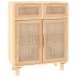 Aparador marrón madera pino maciza y ratán natural 60x30x75