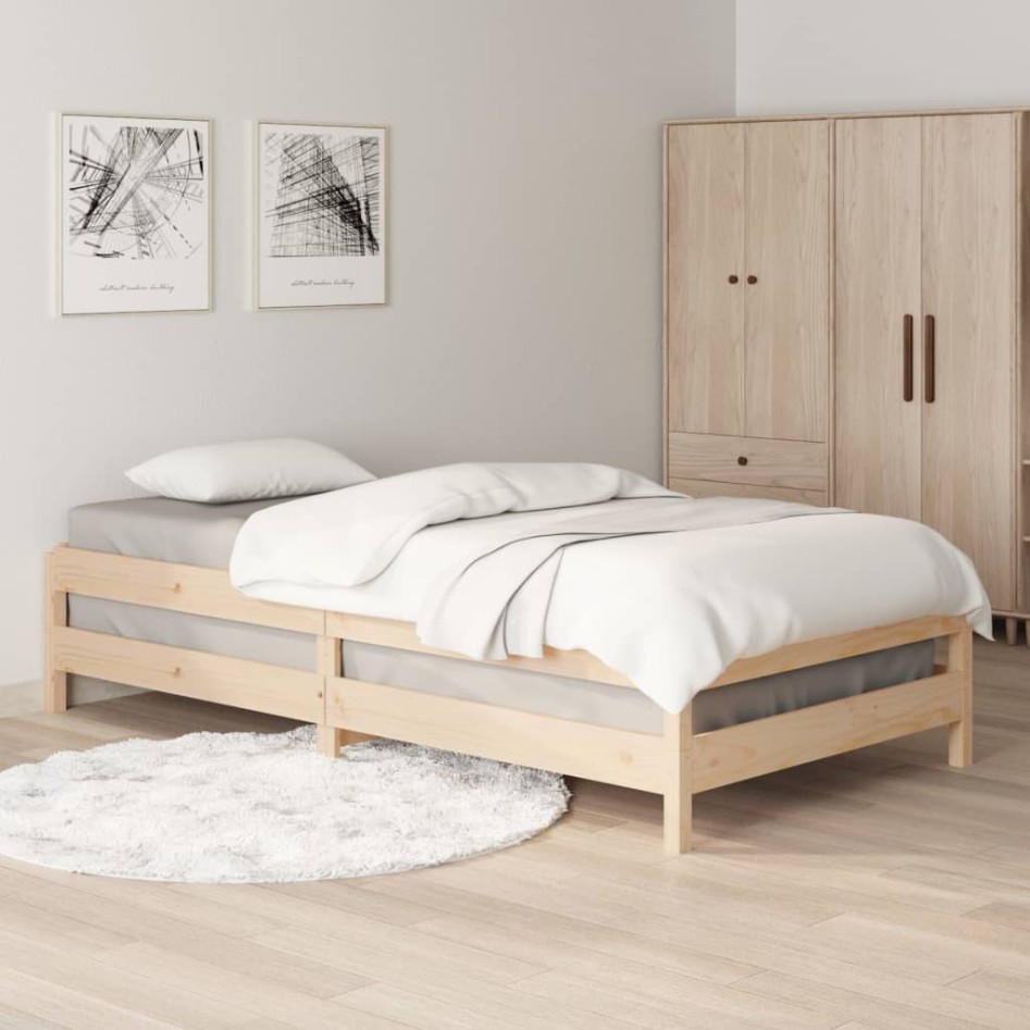 Cama apilable de madera pino maciza 75x190