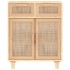 Aparador marrón madera pino maciza y ratán natural 60x30x75
