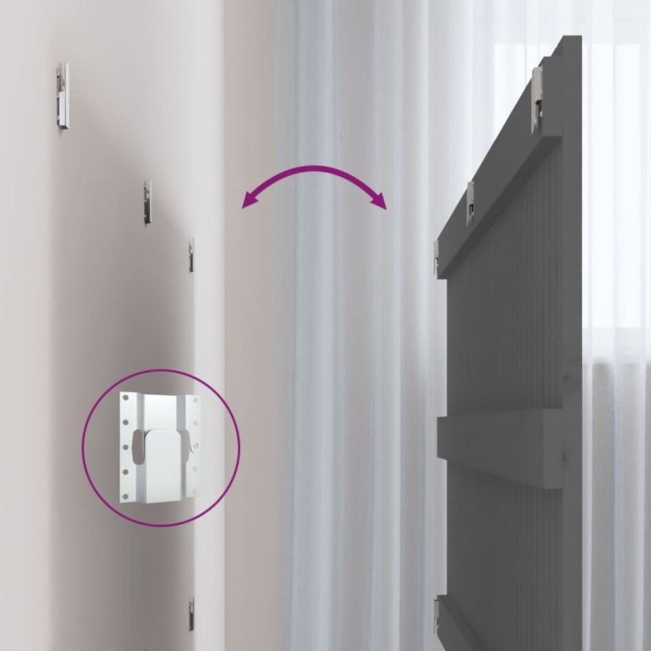 Cabecero de cama de pared madera maciza pino gris 127,5x3x60