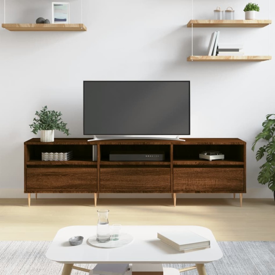 Mueble de TV madera contrachapada roble marrón 150x30x44,5