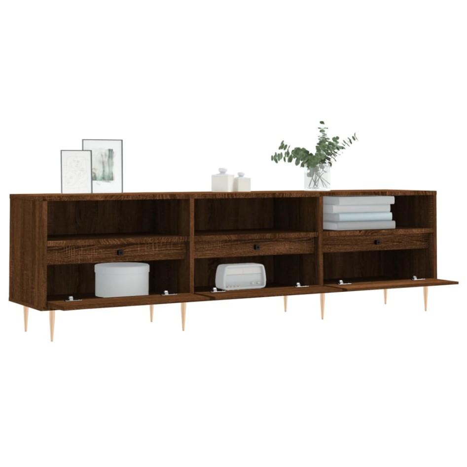 Mueble de TV madera contrachapada roble marrón 150x30x44,5