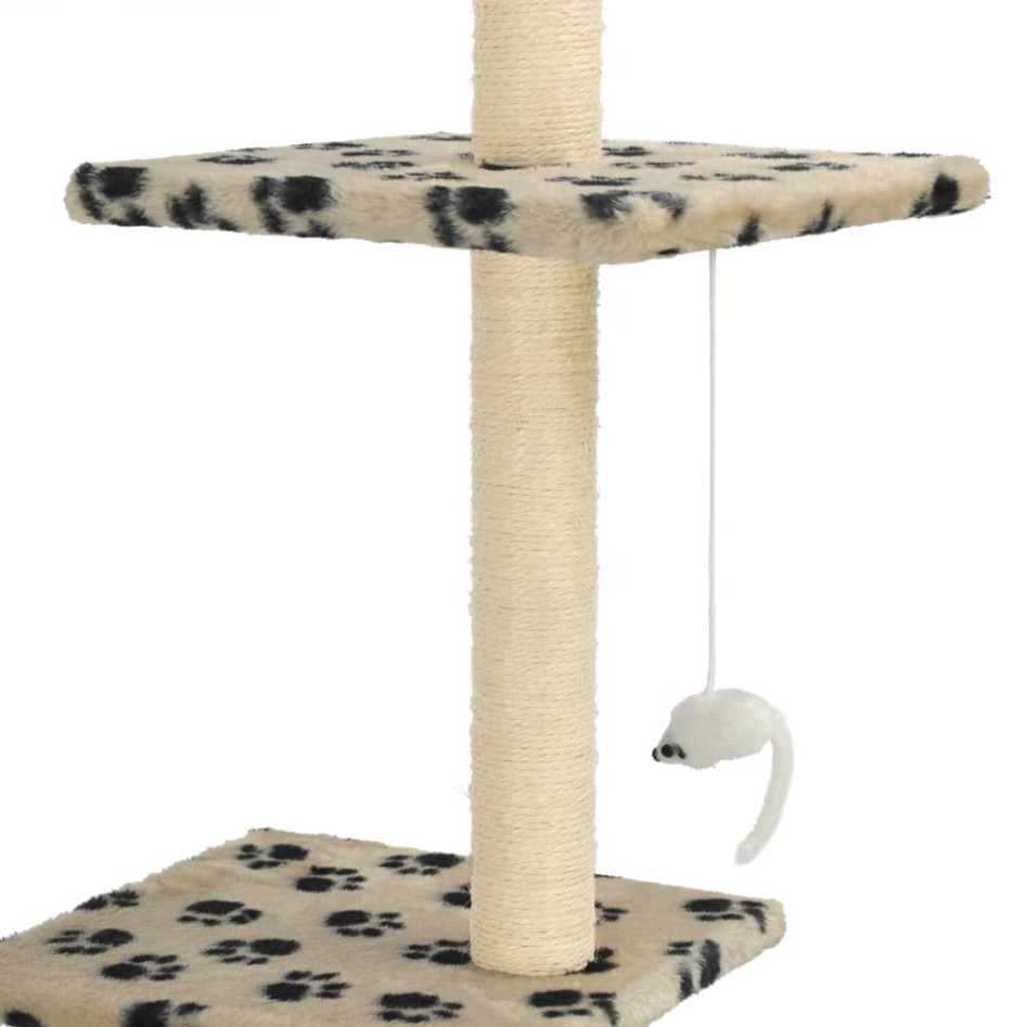 Rascador para gatos con postes de sisal huellas beige 260