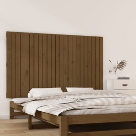 Cabecero cama pared madera maciza pino marrón miel 147x3x90
