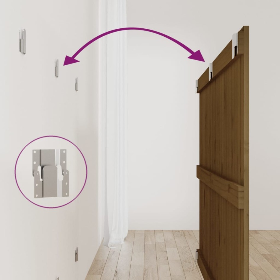 Cabecero cama pared madera maciza pino marrón miel 147x3x90