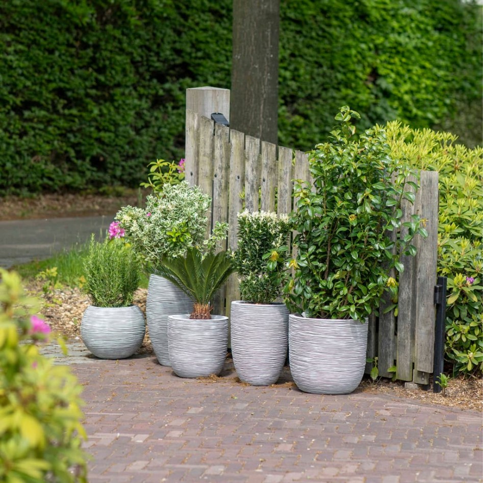 Capi Jarrón Nature Rib redondo marfil 40x32 cm