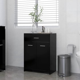 Armario de baño madera contrachapada negro 60x33x80