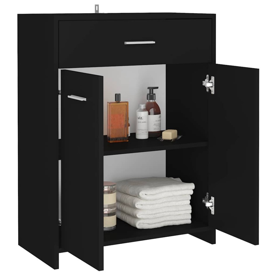 Armario de baño madera contrachapada negro 60x33x80