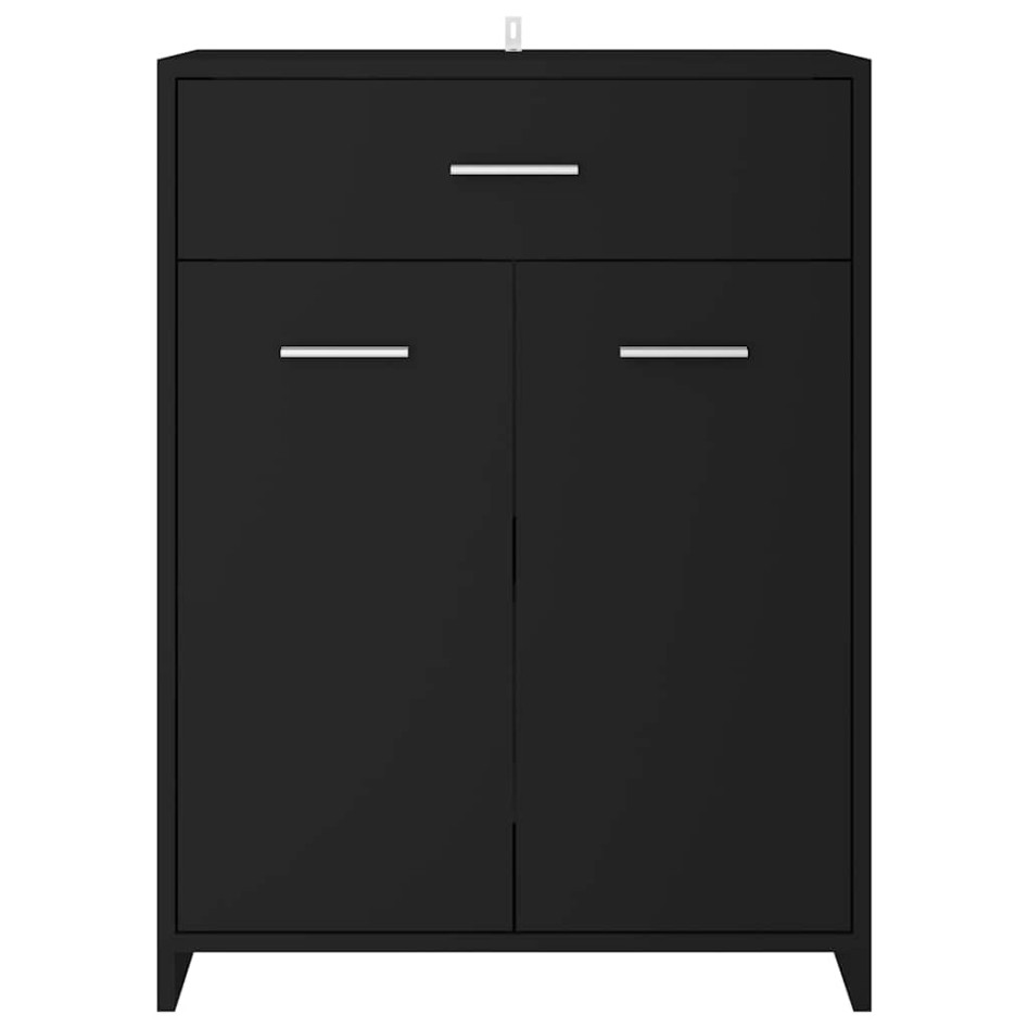 Armario de baño madera contrachapada negro 60x33x80