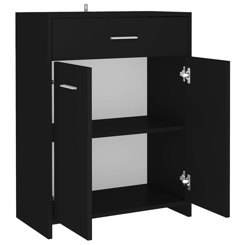 Armario de baño madera contrachapada negro 60x33x80