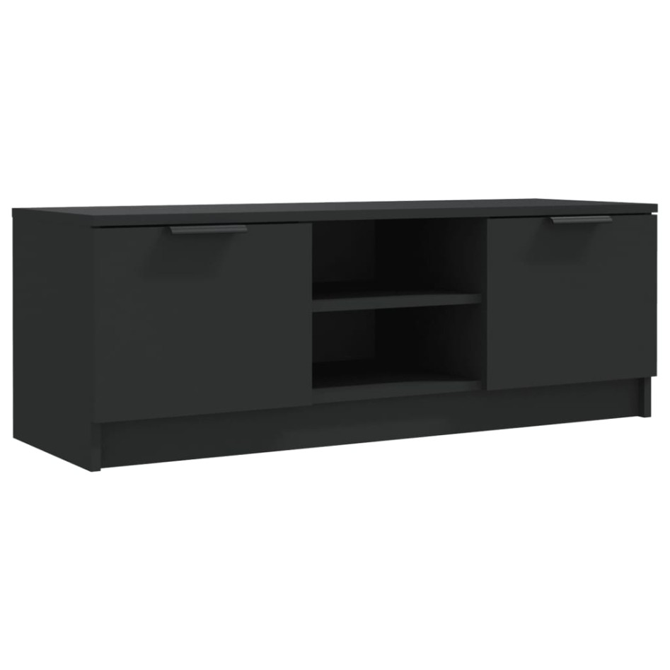 Mueble de TV madera contrachapada negro 102x35x36,5