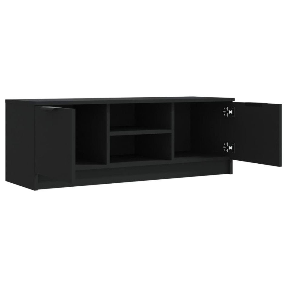 Mueble de TV madera contrachapada negro 102x35x36,5