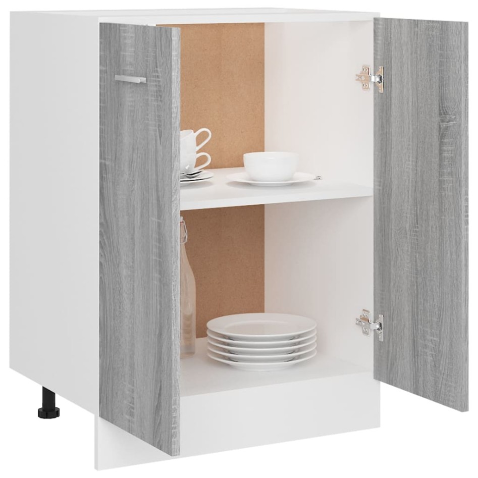 Armario inferior de cocina contrachapado gris 60x46x81,5