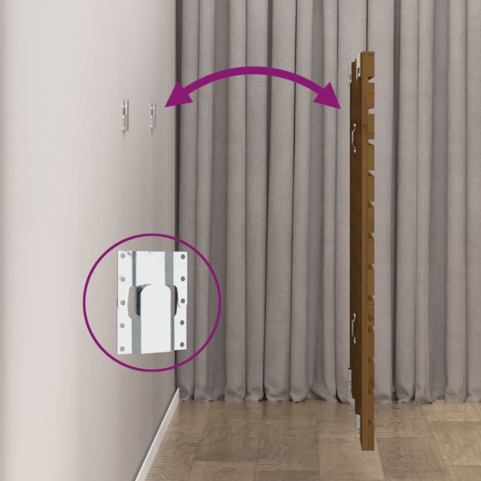 Cabecero cama pared madera maciza pino marrón miel 96x3x91,5