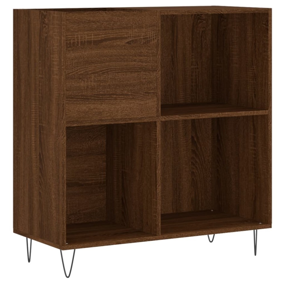 Mueble discos madera contrachapada roble marrón 84,5x38x89
