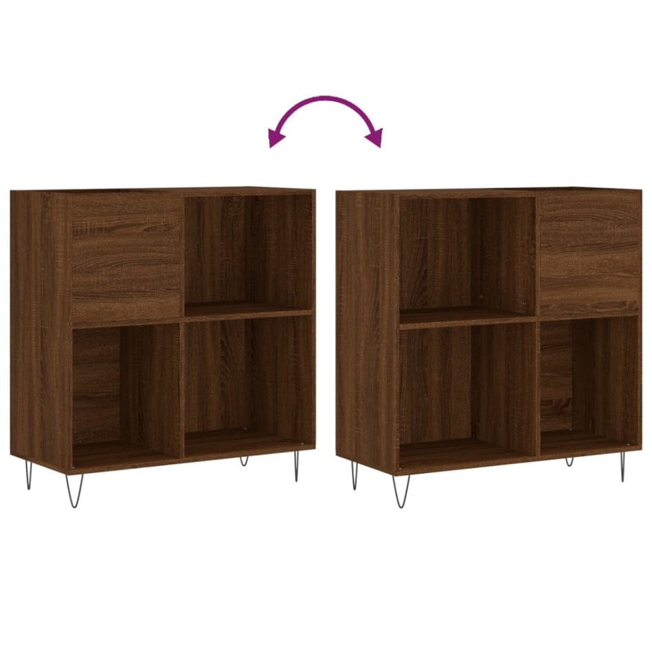 Mueble discos madera contrachapada roble marrón 84,5x38x89