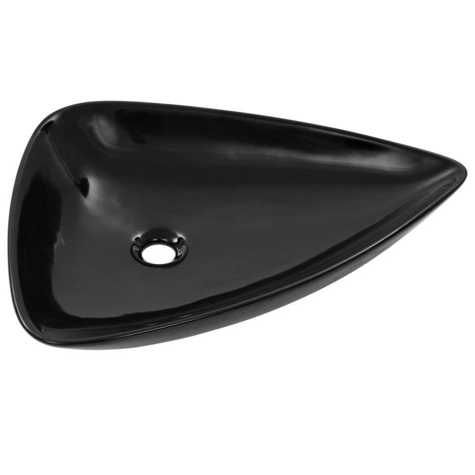 Lavabo de cerámica triangular negro 645x455x115