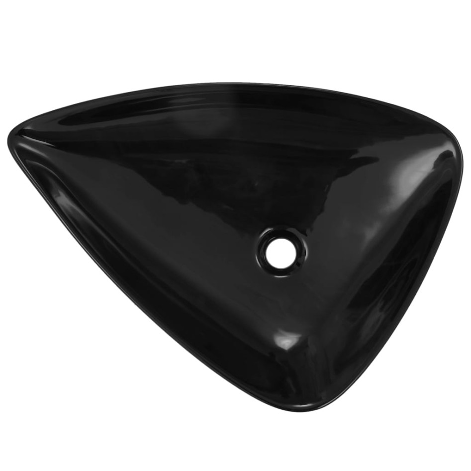 Lavabo de cerámica triangular negro 645x455x115