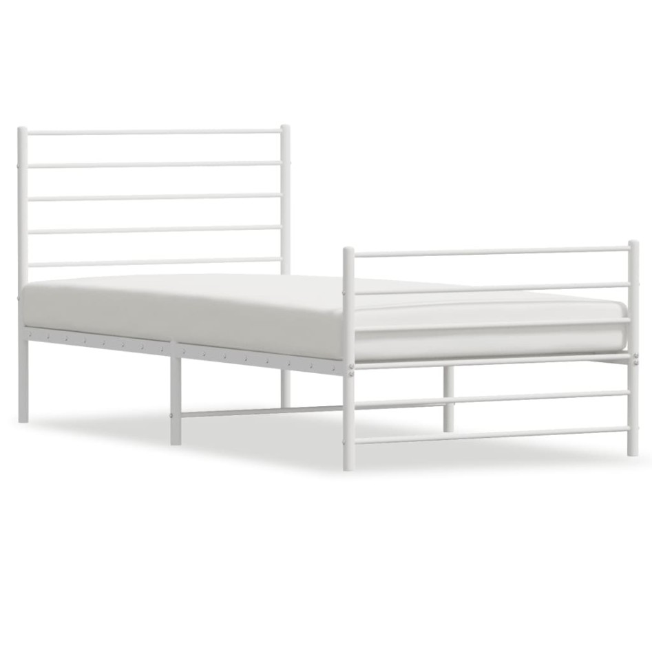 Estructura cama sin colchón con estribo metal blanco 75x190