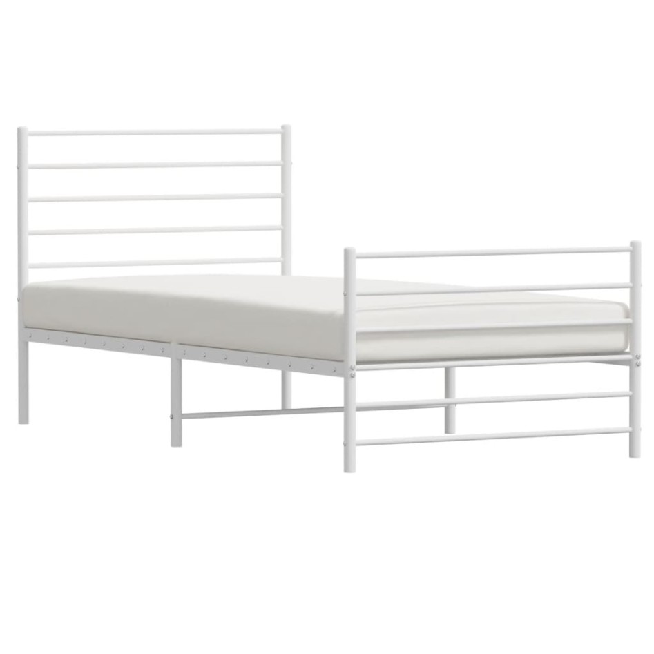 Estructura cama sin colchón con estribo metal blanco 75x190