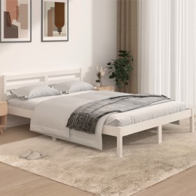 Estructura de cama sin colchón madera pino blanco 140x190