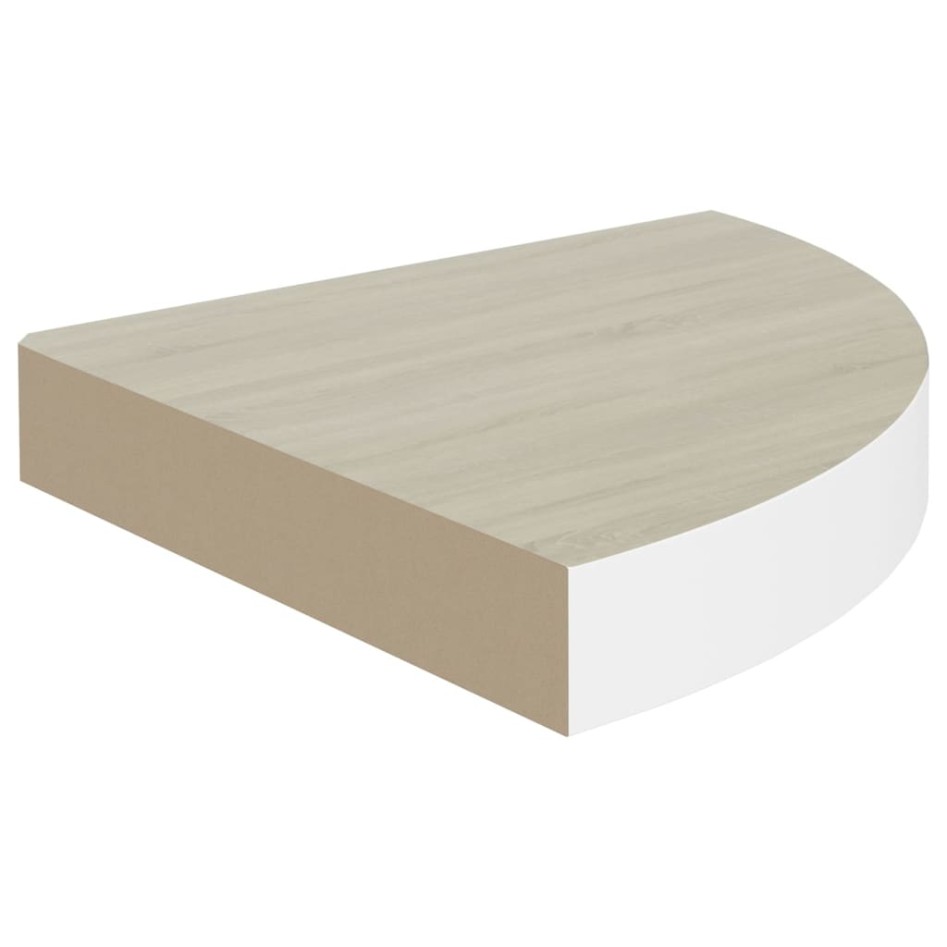 Estante de esquina de pared 4 uds MDF roble/blanco 35x35x3,8