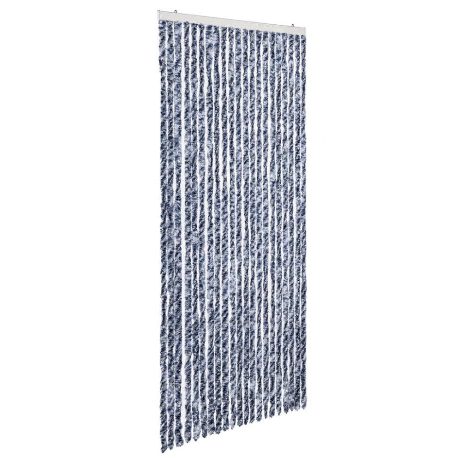 Cortina mosquitera azul y blanco chenilla 90x200
