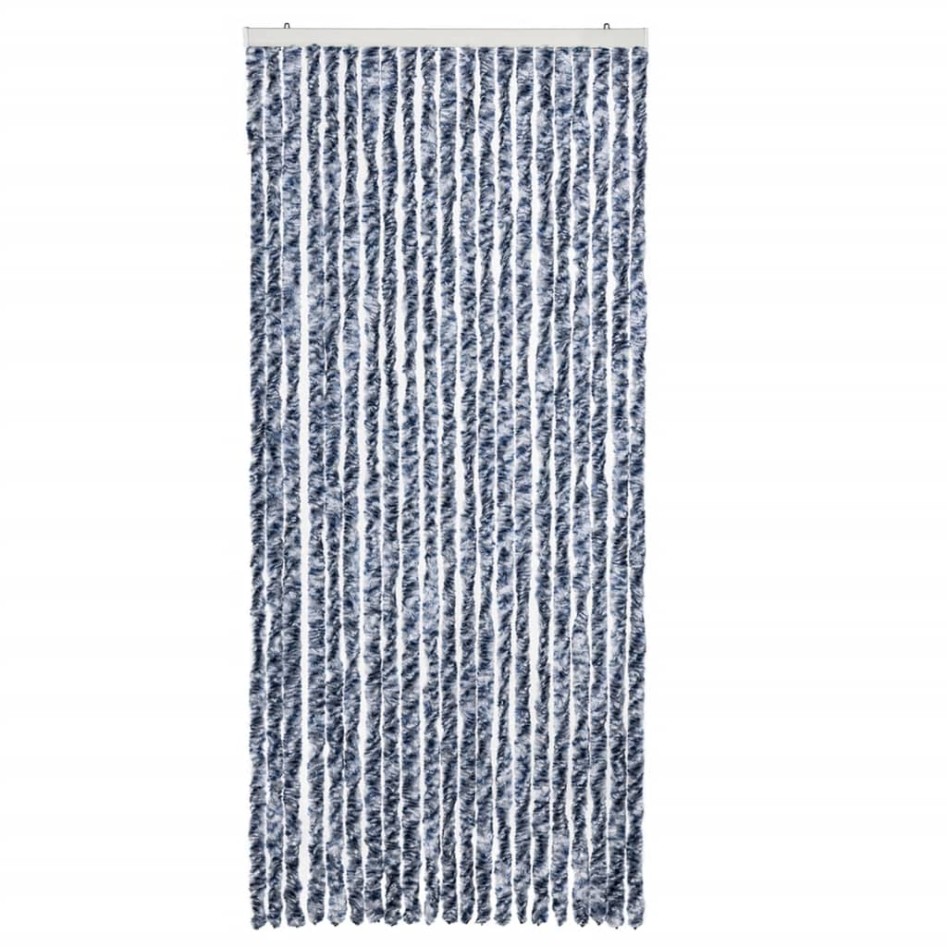 Cortina mosquitera azul y blanco chenilla 90x200
