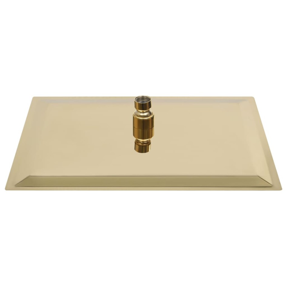 Cabezal ducha efecto lluvia acero inox cuadrado dorado 40x40