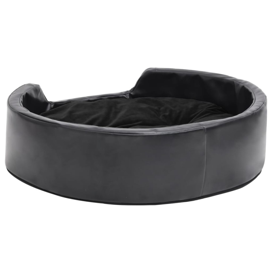 Cama para perros felpa y cuero sintético negra 69x59x19