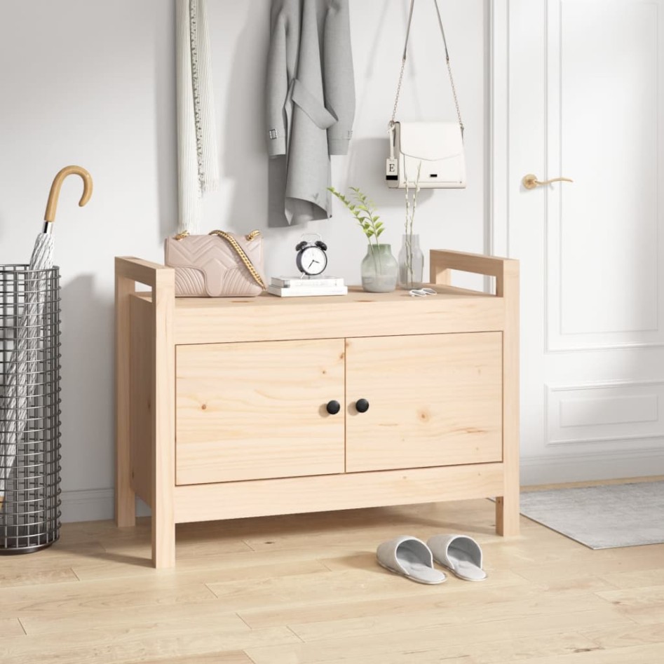 Banco de recibidor madera maciza de pino 80x40x60