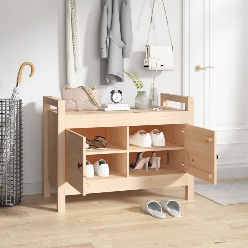 Banco de recibidor madera maciza de pino 80x40x60