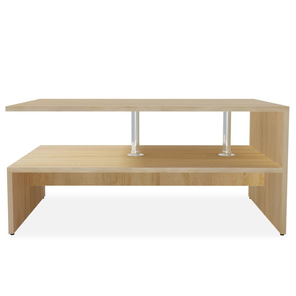 Mesa de centro de madera de ingeniería blanca 90x59x42