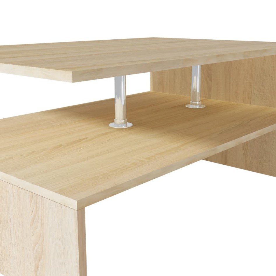Mesa de centro de madera de ingeniería blanca 90x59x42