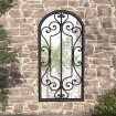 Espejo de jardín hierro negro para uso exterior 70x30 cm