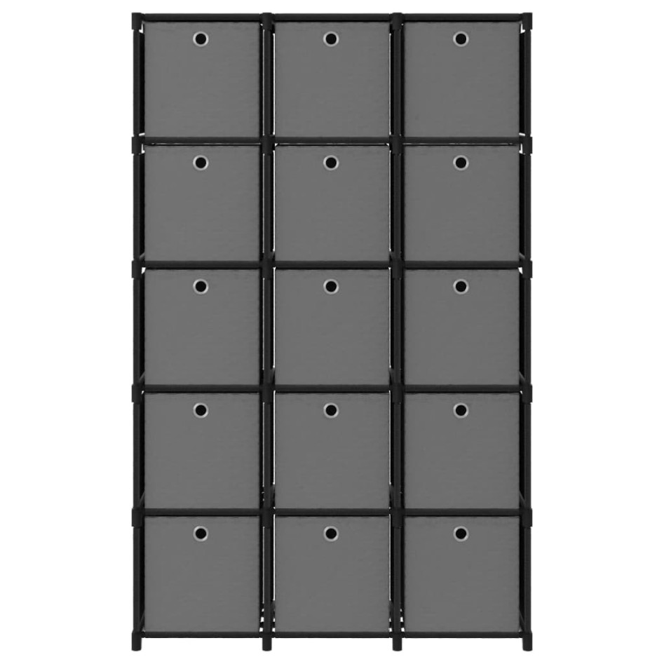 Estantería de 15 cubos con cajas de tela negro 103x30x175,5