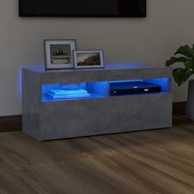Mueble de TV con luces LED gris hormigón 90x35x40
