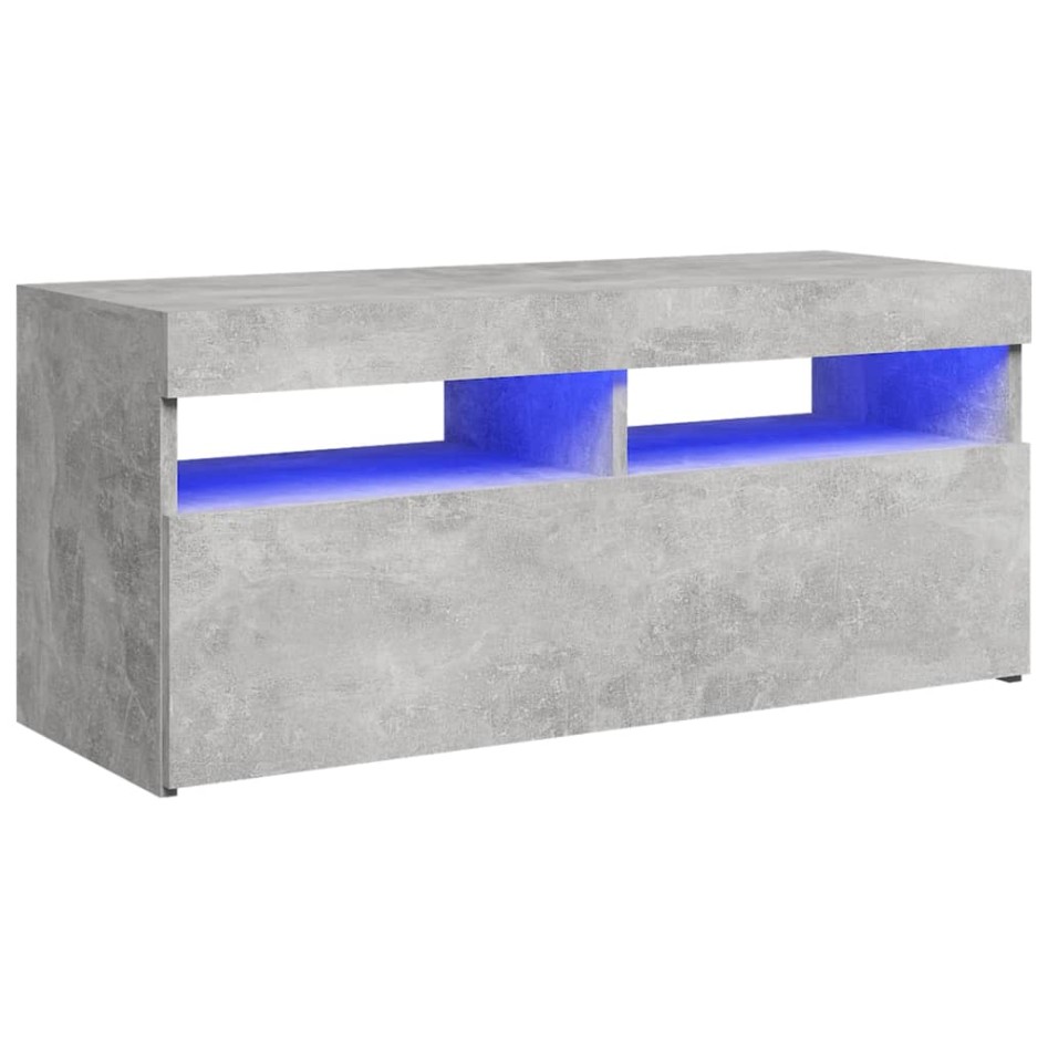 Mueble de TV con luces LED gris hormigón 90x35x40