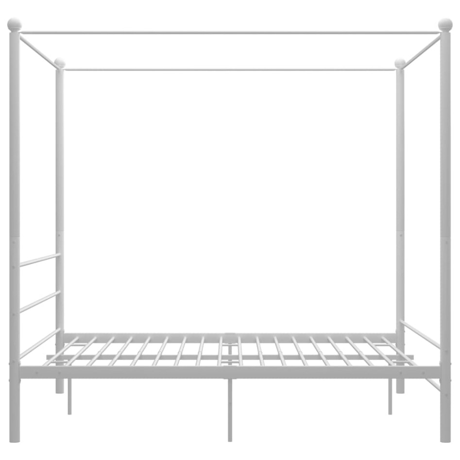 Estructura de cama con dosel metal blanco 160x200