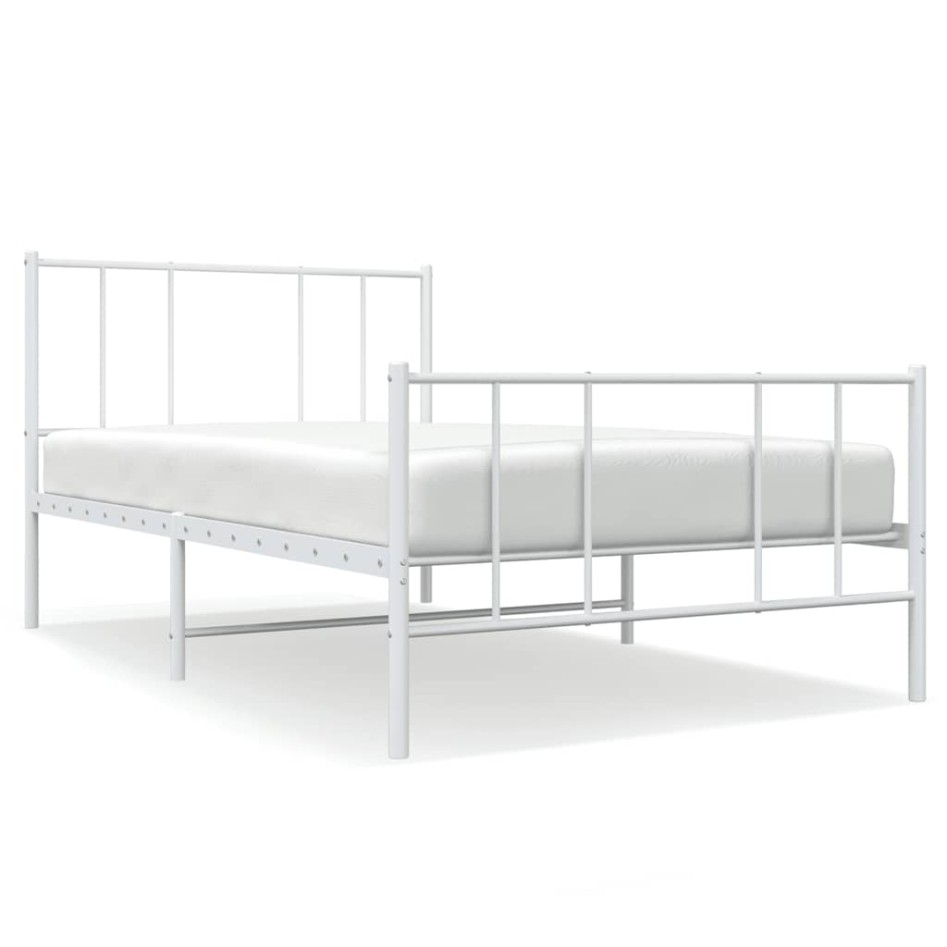 Estructura cama sin colchón con estribo metal blanco 100x200