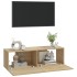 Muebles TV de pared 2 uds madera ingeniería roble 100x30x30