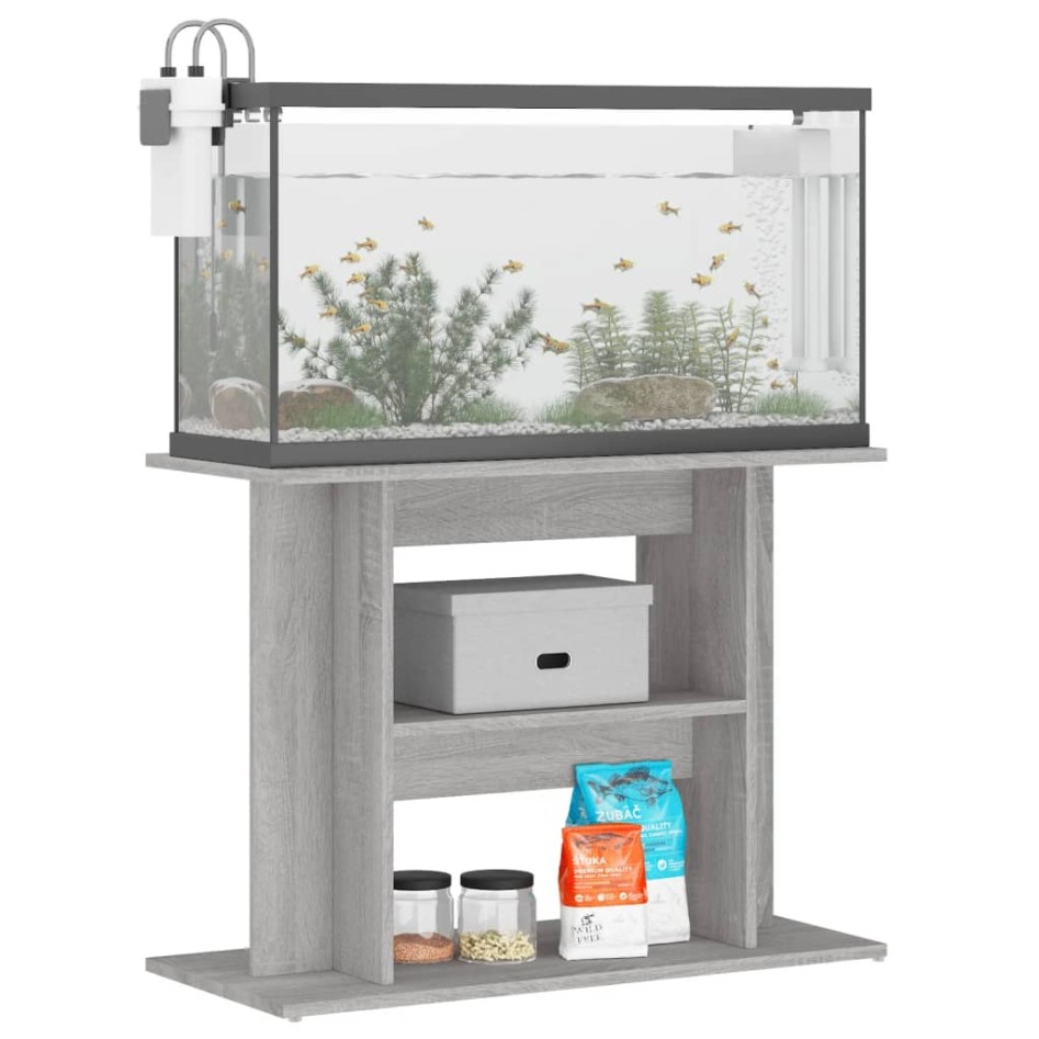 Soporte para acuario madera ingeniería gris Sonoma 80x35x60
